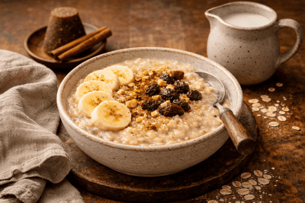 Avena caliente served warm in bowl with cinnamon and creamy texture